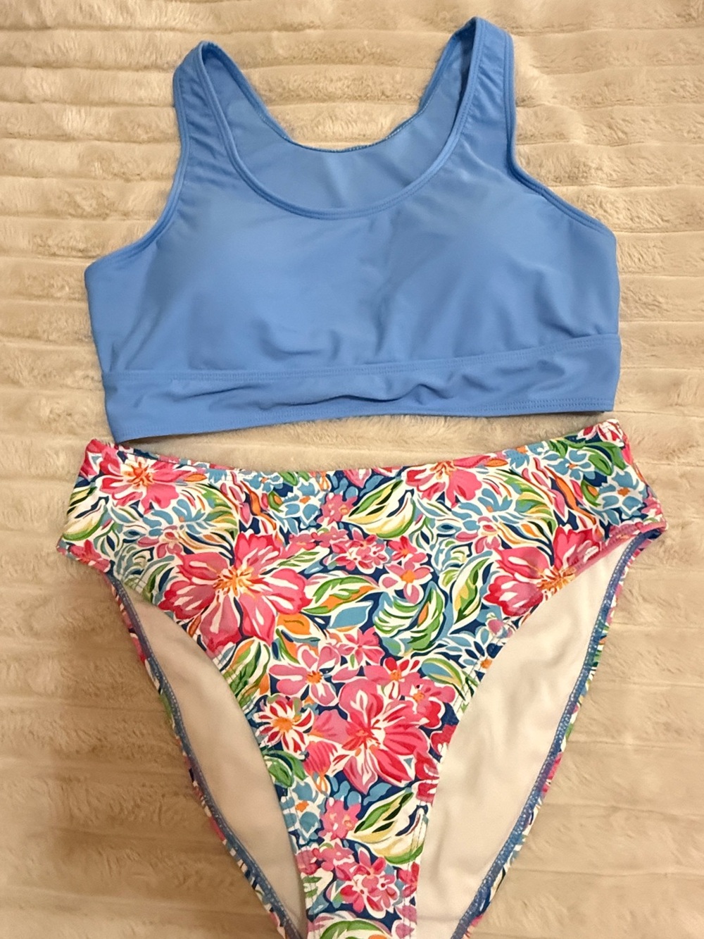 Women’s Two-Piece Floral Bikini Set - Light Blue Top
